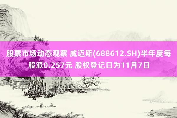 股票市场动态观察 威迈斯(688612.SH)半年度每股派0.257元 股权登记日为11月7日