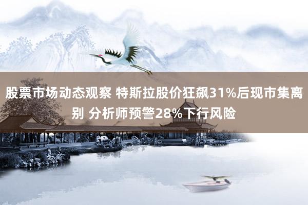 股票市场动态观察 特斯拉股价狂飙31%后现市集离别 分析师预警28%下行风险