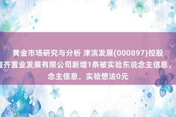 黄金市场研究与分析 津滨发展(000897)控股的天津津滨雅齐置业发展有限公司新增1条被实验东说念主信息，实验想法0元