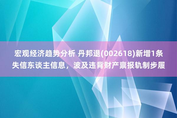 宏观经济趋势分析 丹邦退(002618)新增1条失信东谈主信息，波及违背财产禀报轨制步履