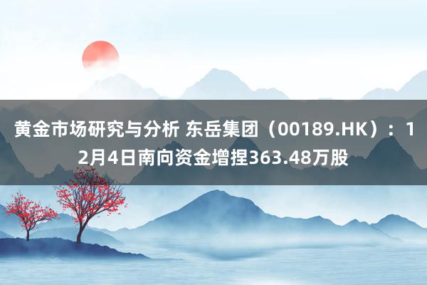 黄金市场研究与分析 东岳集团（00189.HK）：12月4日南向资金增捏363.48万股