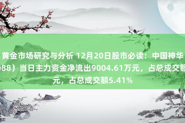 黄金市场研究与分析 12月20日股市必读：中国神华（601088）当日主力资金净流出9004.61万元，占总成交额5.41%