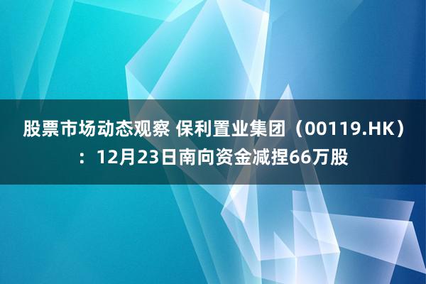 股票市场动态观察 保利置业集团（00119.HK）：12月23日南向资金减捏66万股