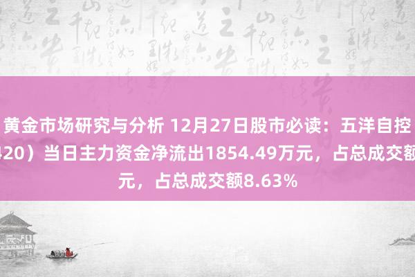 黄金市场研究与分析 12月27日股市必读：五洋自控（300420）当日主力资金净流出1854.49万元，占总成交额8.63%