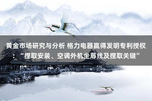 黄金市场研究与分析 格力电器赢得发明专利授权：“捏取安装、空调外机坐蓐线及捏取关键”