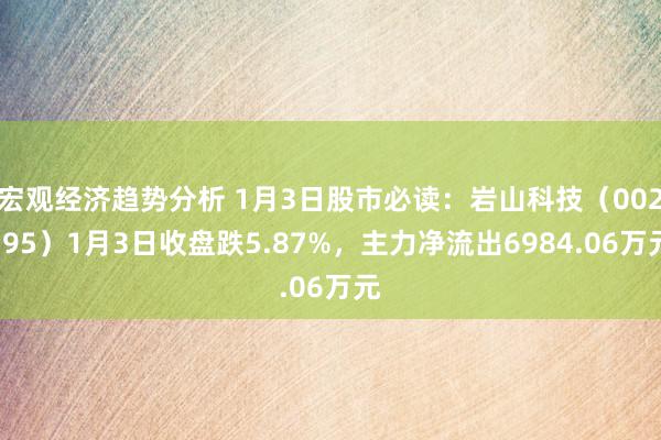 宏观经济趋势分析 1月3日股市必读：岩山科技（002195）1月3日收盘跌5.87%，主力净流出6984.06万元