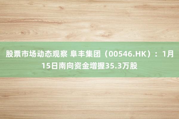 股票市场动态观察 阜丰集团（00546.HK）：1月15日南向资金增握35.3万股