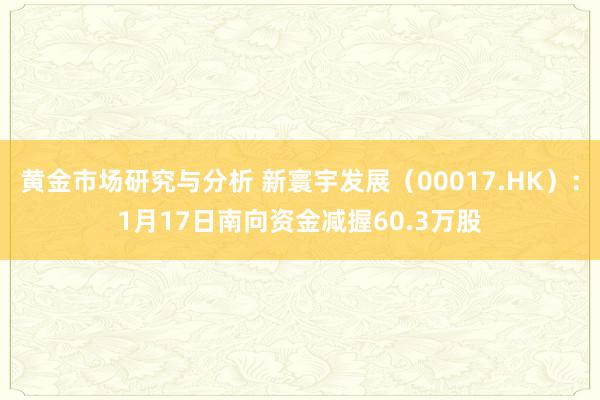 黄金市场研究与分析 新寰宇发展（00017.HK）：1月17日南向资金减握60.3万股