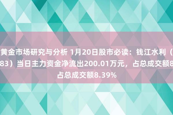 黄金市场研究与分析 1月20日股市必读：钱江水利（600283）当日主力资金净流出200.01万元，占总成交额8.39%