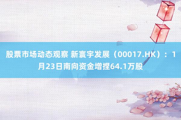 股票市场动态观察 新寰宇发展（00017.HK）：1月23日南向资金增捏64.1万股