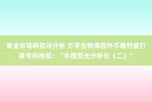 黄金市场研究与分析 万孚生物得回外不雅忖度打算专利授权：“手捏荧光分析仪（二）”