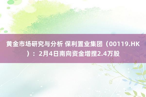 黄金市场研究与分析 保利置业集团（00119.HK）：2月4日南向资金增捏2.4万股