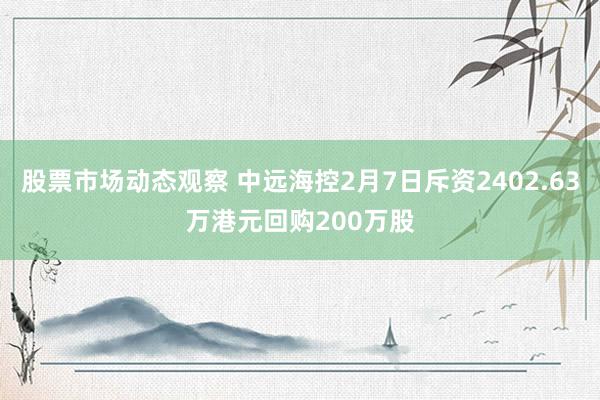 股票市场动态观察 中远海控2月7日斥资2402.63万港元回购200万股