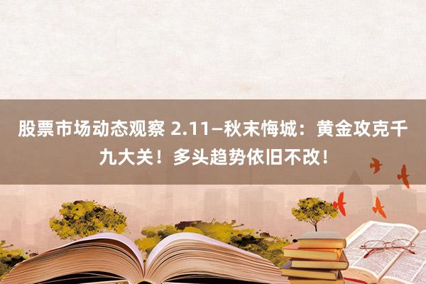 股票市场动态观察 2.11—秋末悔城：黄金攻克千九大关！多头趋势依旧不改！