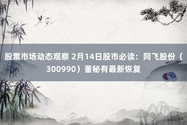 股票市场动态观察 2月14日股市必读：同飞股份（300990）董秘有最新恢复