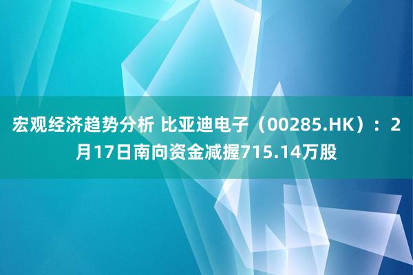 宏观经济趋势分析 比亚迪电子（00285.HK）：2月17日南向资金减握715.14万股