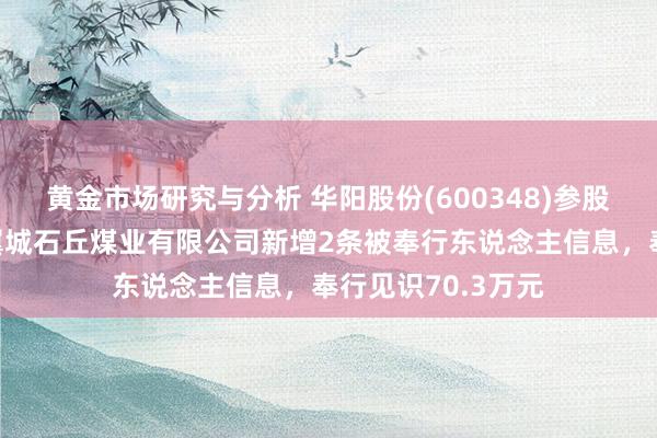 黄金市场研究与分析 华阳股份(600348)参股的阳泉煤业集团翼城石丘煤业有限公司新增2条被奉行东说念主信息，奉行见识70.3万元