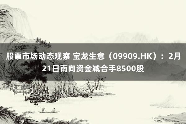 股票市场动态观察 宝龙生意（09909.HK）：2月21日南向资金减合手8500股