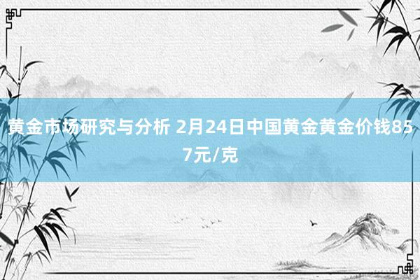 黄金市场研究与分析 2月24日中国黄金黄金价钱857元/克