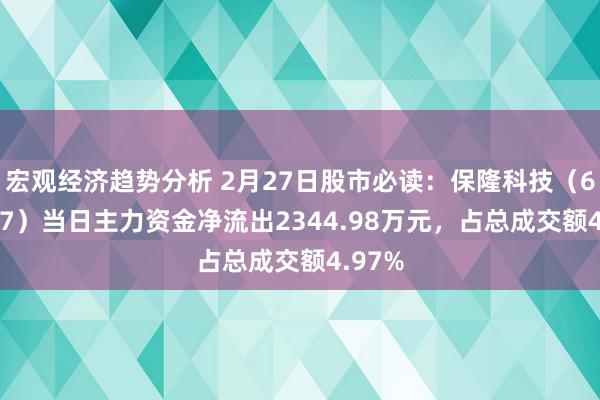 宏观经济趋势分析 2月27日股市必读：保隆科技（603197）当日主力资金净流出2344.98万元，占总成交额4.97%