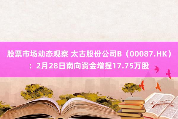 股票市场动态观察 太古股份公司B（00087.HK）：2月28日南向资金增捏17.75万股