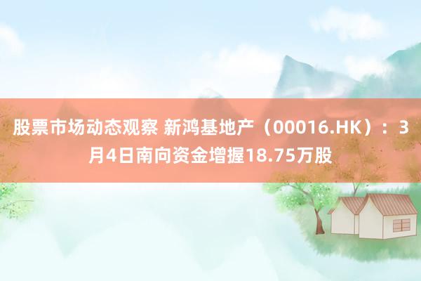 股票市场动态观察 新鸿基地产（00016.HK）：3月4日南向资金增握18.75万股