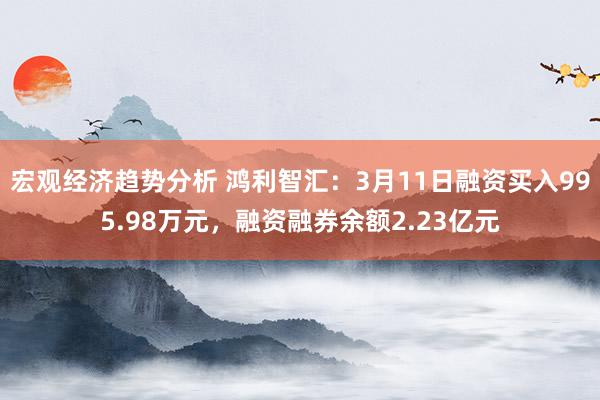 宏观经济趋势分析 鸿利智汇：3月11日融资买入995.98万元，融资融券余额2.23亿元