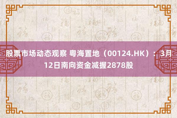 股票市场动态观察 粤海置地（00124.HK）：3月12日南向资金减握2878股