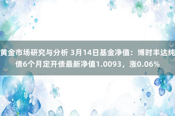 黄金市场研究与分析 3月14日基金净值：博时丰达纯债6个月定开债最新净值1.0093，涨0.06%