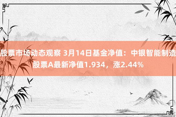 股票市场动态观察 3月14日基金净值：中银智能制造股票A最新净值1.934，涨2.44%